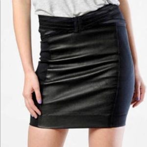 Elizabeth and James Leather and Jersey Skirt Corset Waist Vegan Leather